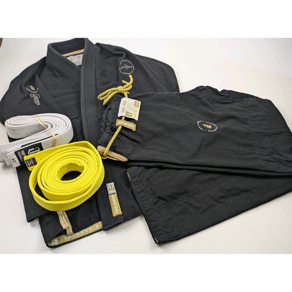 War Tribe Equilibrium BJJ Gi Set A2H Black 350 Pearl Weave 10 oz Ripstop Pants